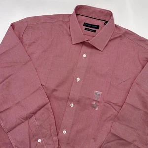 Tommy Hilfiger TH Flex Supima Long Sleeve Button Down Shirt Poppy 17.5 34-35 NWT - Picture 1 of 7