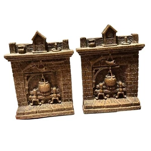 Vintage Composite Fireplace Bookends Rustic Rifle Cabin - Picture 1 of 10