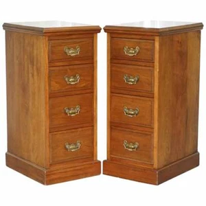 PAIR OF TALL VICTORIAN WALNUT CHEST OF DRAWERS. LAMP WINE OCCASIONAL END TABLES - Picture 1 of 12