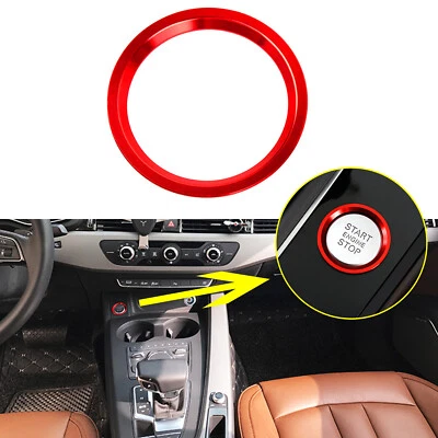 Botón de arranque de motor sin llave de metal rojo 3D decoración anillo moldura para Audi A4 A5 A7 Foto 1 de 4
