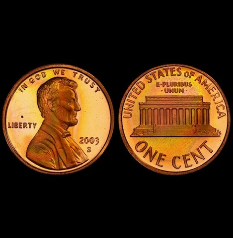 PR67DC 2003-S 1C Lincoln Memorial Proof Cent, PCGS- Pretty Rainbow Toned Cover