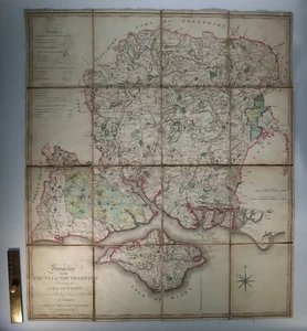 1796 Hampshire oder die Grafschaft Southampton Isle of Wight Faden KARTE mit Leinenrücken - Bild 1 von 11