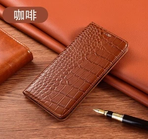 Genuine Leather Flip Case Crocodile print Credit Card Slots Holder Cell Phones - Picture 1 of 19