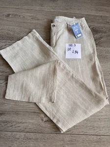 Damen MAC Leinen Hose Nelly Summer, beige /weiß Streifen W 38 L34 Lang NEU no3 - Bild 1 von 6