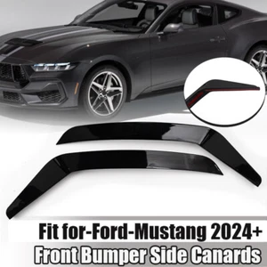 Front Bumper Side Canards Splitter Fin Black Trim Fits Ford Mustang GT S650 2024 - Picture 1 of 12