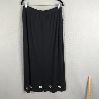 Quacker Factory Maxi Skirt Womens 1X Plus Size Black Butterfly Ladybug Novelty - Image 1 of 4