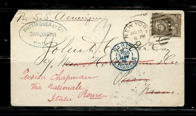 U.S. COVER cds NEW YORK 1886 FKD Sc205 mld FRANCE forwarded ITALY - Image 1 of 4