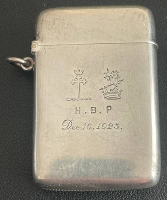 Чехол Vesta из тяжелого стерлингового серебра с клеймом Birmingham D&F 1899 54,25 г. - Изображение 1 из 4