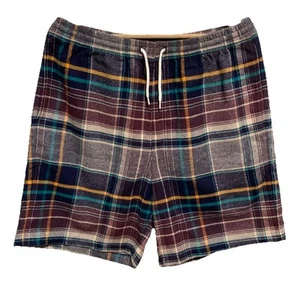 NOAH XL Tartan Plaid FLANNEL SHORTS Drawstring Cotton Designer Excellent - Picture 1 of 12