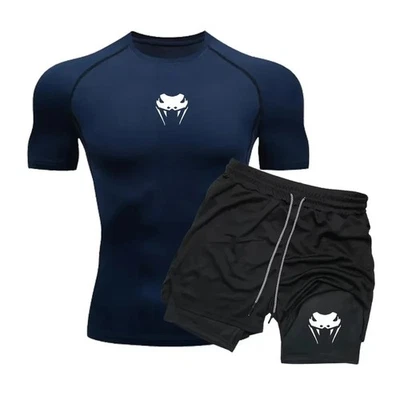 Men Compression Athletic Fitness Wear - Quick-Dry Tight Short-Sleeve Venom Snake - Image 1 of 4
