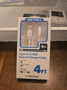 MobilCharge 4' USB-C to USB Cable (White) - Picture 1 of 1