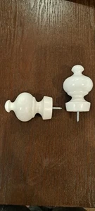 PAIR Vintage Wood Traditional Finials 3" Tall Curtain Rod Ends  - Picture 1 of 5