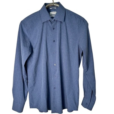 Lucky Brand M Slim Fit 4 Way Stretch Button Down Long Sleeve Blue Dress Shirt - Image 1 of 4