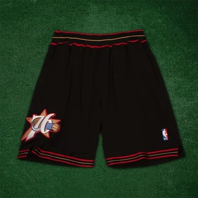 1997-98 Philadelphia 76ers NBA Mitchell & Ness Men's Authentic Road Black Shorts - Image 1 of 3