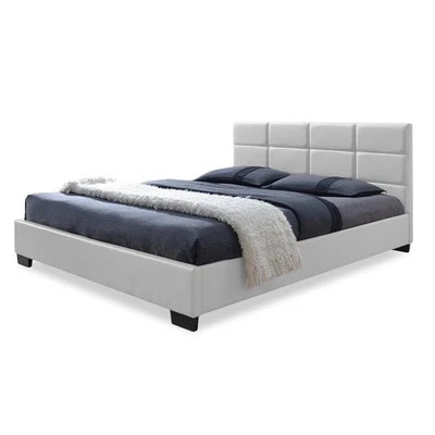 Cama plataforma queen size estofada de couro Vivaldi branca - Imagem 1 de 4