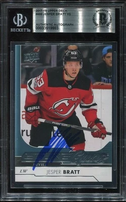 DEVILS JESPER BRATT signed auto 2017 UD YOUNG GUNS ROOKIE CARD RC YG BECKETT BAS - Image 1 of 2