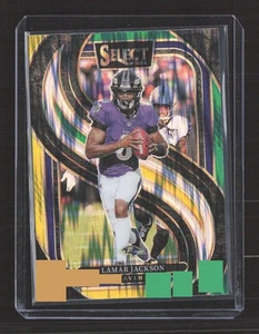 2024 Panini Select Premier Level Lamar Jackson #121 Green Yellow Shock Prizm - Picture 1 of 2