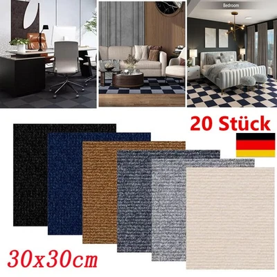 20 Stück Teppichfliesen Selbstklebend 30 x 30 cm Teppichboden Bodenbelag Fliesen - Bild 1 von 4