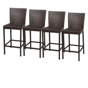 TKC Napa Outdoor Wicker Bar Stools in Espresso (Set of 4) - Picture 1 of 2