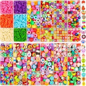 Polymer Clay Beads Charms Friendship Bracelet Making Kit, 1900PCS Cute Fun Fruit - Picture 1 of 7
