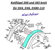 Kotflügel für Deutz-Fahr Traktoren DX 4.er/6.er-Reihe und DX 80 - 110 (einzeln)
