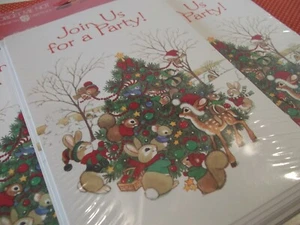 24 Vtg AGC Christmas Party Invitations Christmas Tree~deer,rabbits,IOP~CRITTERS  - Picture 1 of 4