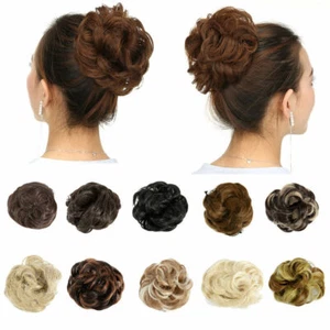 Haardutt lockig wellig unordentlich Haar Scrunchie unechter natürlicher Look Extensions Haarteil - Bild 1 von 21