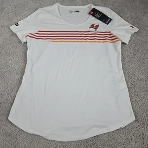 NWT Tampa Bay Buccaneers White UNDER ARMOUR Womens T Shirt Size Large Flawed - Picture 1 of 10