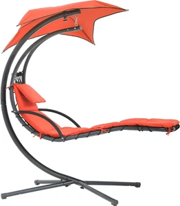 "Orange Hammock Chair with Built-In Pillow and Canopy" - Picture 1 of 8