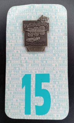 Indianapolis 500 Pit Badge 1990 #2717 Indy Pin Baretta Vintage Silver & Card - Image 1 of 4