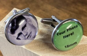 Custom Photo CuffLinks, Cufflinks with your photo, 18MM Glass Cabochon - Picture 1 of 6