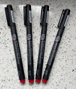 4 x Pilot OHP (Projektor) Permanentmarkerstift MITTLERE Spitze ROTE Tinte - Bild 1 von 3