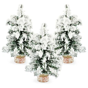 Mini alberi di Natale floccati 3 pz, 8 pollici; verde pino canadese vacanza - Foto 1 di 8