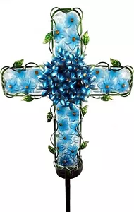 Memorial Solar Cross Lighted Yard Lawn Grave Cemetery Statue Garden Ornament NEW - Picture 1 of 8