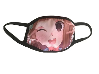 New Sealed in Bag Reusable Cloth Face Mask Cute Kawaii Anime Girl Design - Image 1 of 4