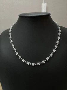 13.32ct F/SI 100% Natural Pear & Round Diamond Butterfly Necklace, White Gold - Picture 1 of 3
