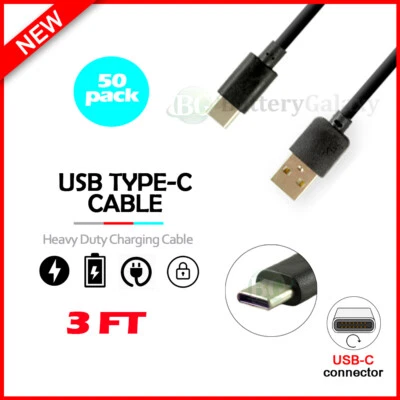 50X USB Type-C Charger Cable for Motorola Moto G Fast/G Power/G Stylus/G 5G Plus - Image 1 of 4