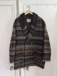 Vintage Woolrich Southwest Wool Shaman Cloak Peacoat Aztec Brown USA - Large - Picture 1 of 7