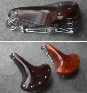 Retro braun Fahrrad Sitzkissen Vintage Elefant 3 Federn Leder Fahrradsattel - Bild 1 von 18