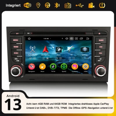CarPlay DAB+ Android 13 Autoradio Navi BT 5.0 Für AUDI A4 S4 RS4 RNS-E SEAT EXEO - Bild 1 von 4