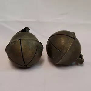 Pair of Vintage Large 3" Horse Sleigh Bell Single Throat Jingle Bell Lot of 2 - Picture 1 of 9