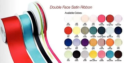 High quality Double Face Satin Ribbon Roll Spool, Choose Size / Yards / Colors - Image 1 of 4