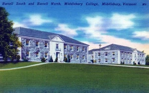 Middlebury Vermont Battell South und Battell North Middlebury College Postkarte - Bild 1 von 2