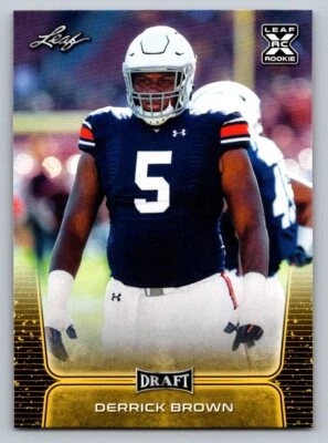 Derrick Brown #28 2020 Leaf Draft Gold Auburn Tigers - Image 1 of 2