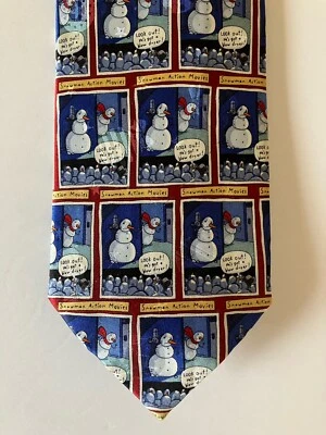 American Greetings Men's Necktie Tie Silk Satin Snowman Action Movies 58" - Изображение 1 из 4