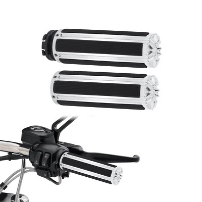 1" Chrome Motorcycle Hand Grips Fits For Dyna 96-17 Softail 95-15 Touring 96-07 - Image 1 of 4