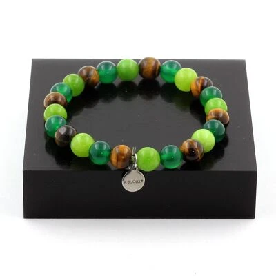 Stones And Minéraux. Bracelet Agate Beads Green + Tiger Eye + Peridot 8 MM - Image 1 of 4