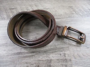 Cinturón Mnio Marino Adulto Talla Única Marrón Cuero Liso Cobre Herrajes Informal - Imagen 1 de 12