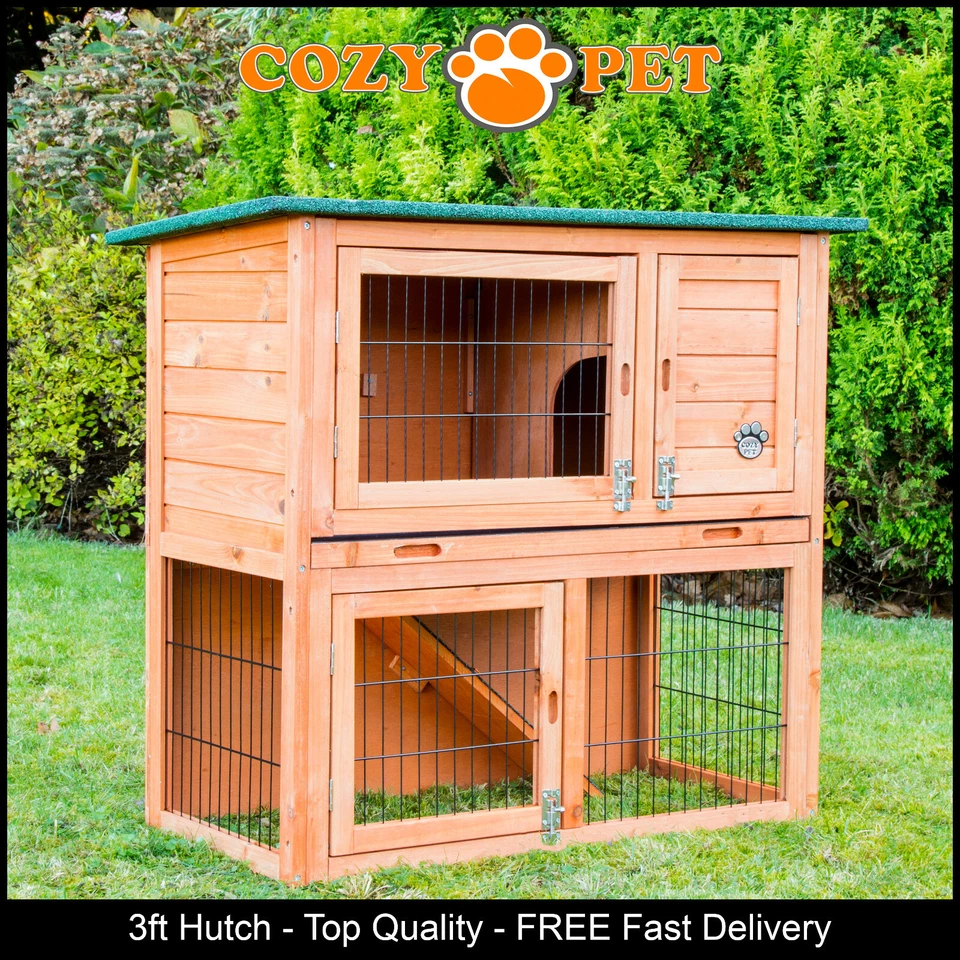 Rabbit Hutch 3ft by Cozy Pet Natural Guinea Pig Hutches Run Ferret Runs RH03N