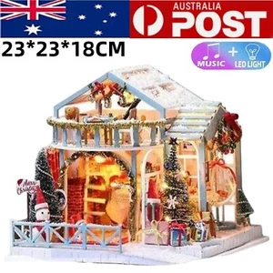 DIY Miniature Dollhouse Christmas Wooden Building Block Furniture Kids Toy Gifts - Picture 1 of 9